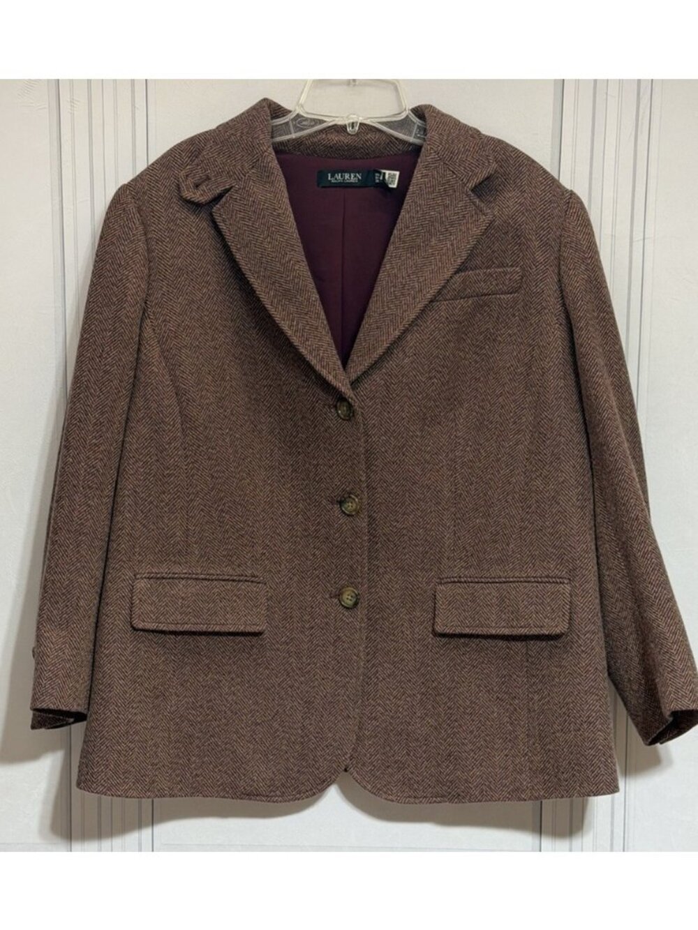 Ralph Lauren Black Label Herringbone Tweed Blazer Women’s Size 14